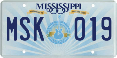 MS license plate MSK019