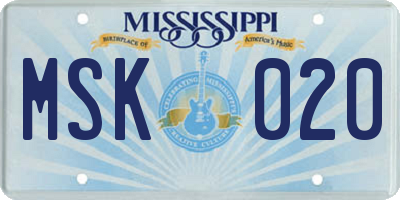 MS license plate MSK020