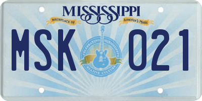 MS license plate MSK021