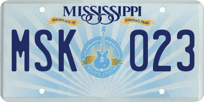 MS license plate MSK023