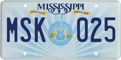MS license plate MSK025