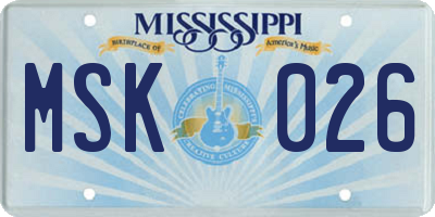 MS license plate MSK026