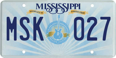 MS license plate MSK027