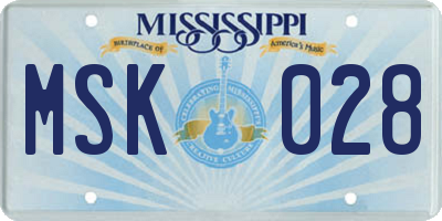 MS license plate MSK028