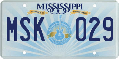 MS license plate MSK029