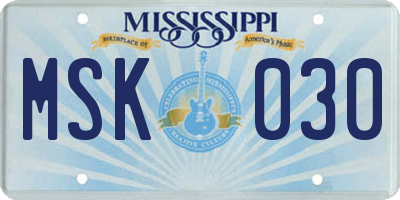MS license plate MSK030