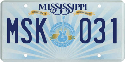 MS license plate MSK031
