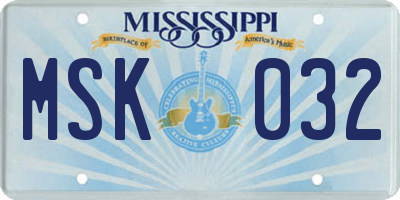 MS license plate MSK032