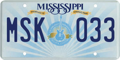 MS license plate MSK033