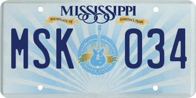 MS license plate MSK034