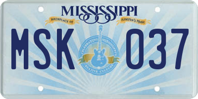 MS license plate MSK037