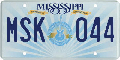 MS license plate MSK044