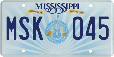 MS license plate MSK045
