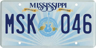 MS license plate MSK046