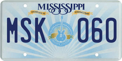 MS license plate MSK060