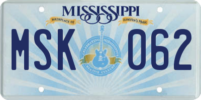 MS license plate MSK062