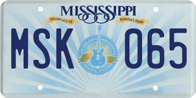 MS license plate MSK065