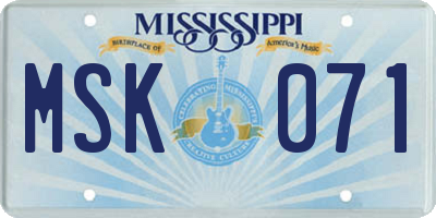 MS license plate MSK071