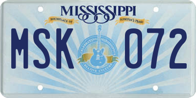MS license plate MSK072