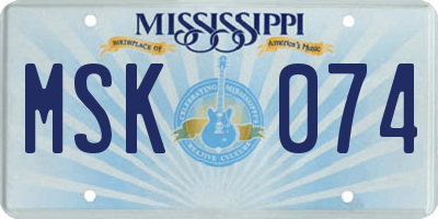 MS license plate MSK074