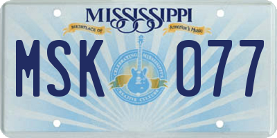 MS license plate MSK077