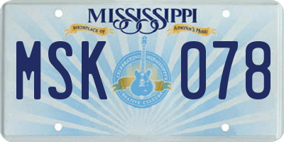 MS license plate MSK078