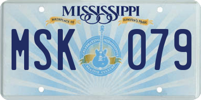 MS license plate MSK079