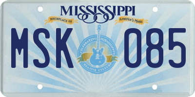 MS license plate MSK085