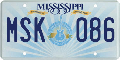 MS license plate MSK086