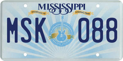 MS license plate MSK088