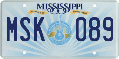 MS license plate MSK089
