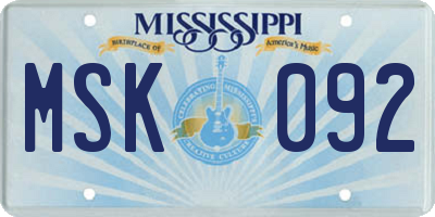 MS license plate MSK092
