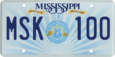 MS license plate MSK100