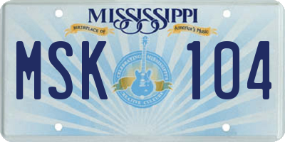 MS license plate MSK104