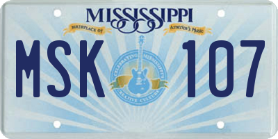 MS license plate MSK107