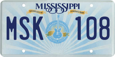 MS license plate MSK108
