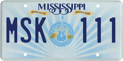 MS license plate MSK111