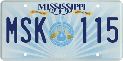 MS license plate MSK115