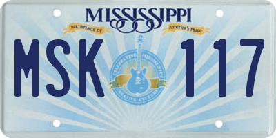 MS license plate MSK117