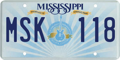 MS license plate MSK118