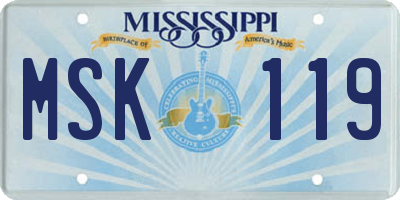 MS license plate MSK119