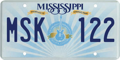 MS license plate MSK122