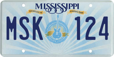 MS license plate MSK124