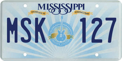 MS license plate MSK127