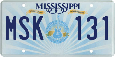 MS license plate MSK131
