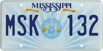 MS license plate MSK132