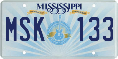 MS license plate MSK133