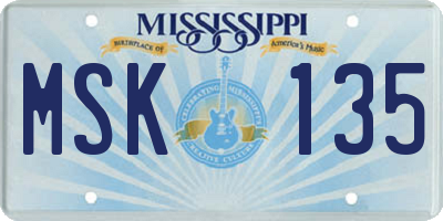MS license plate MSK135
