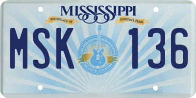 MS license plate MSK136