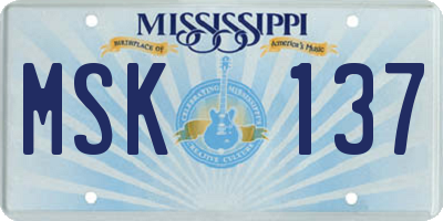 MS license plate MSK137